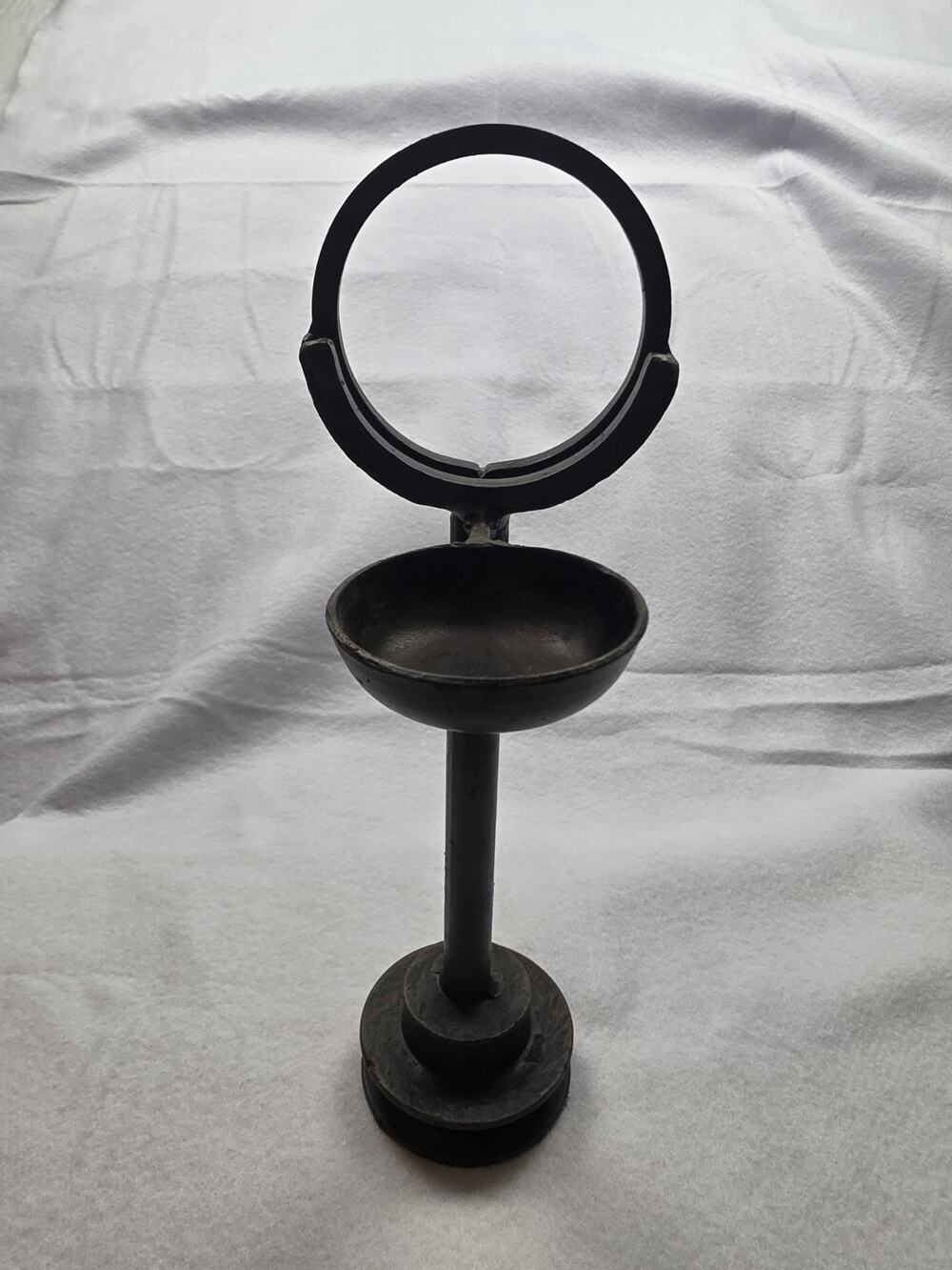 Candle Holder Cast-Iron Magnifying Glass Optical Reflector Ring See Description